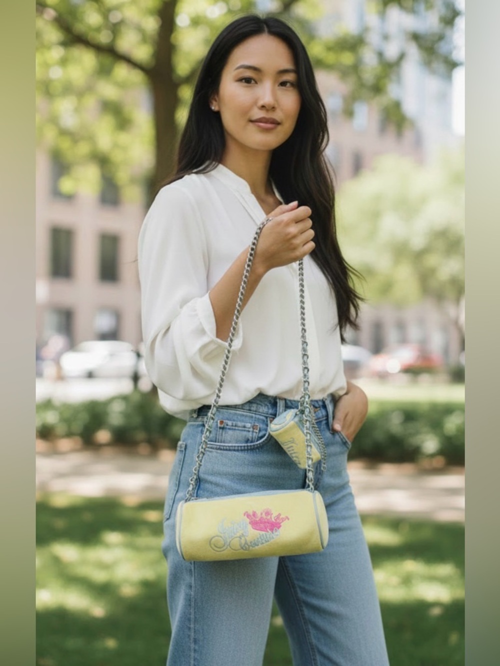 Juicy Couture Limited Edition 3-piece Yellow Terry Barrel Bag & Accessories - Picture 2 of 13